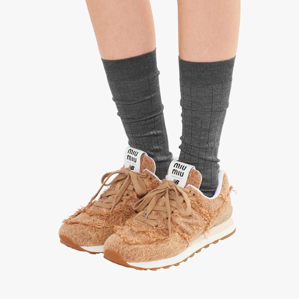 New Balance 574 x Miu Miu雲石紋牛仔布運動鞋