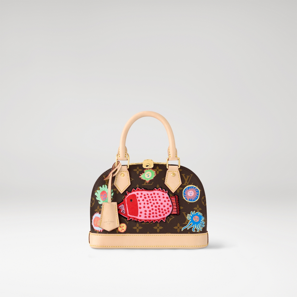 Louis Vuitton x Yayoi Kusama Alma BB in Monogram Canvas with Faces Print and Embroideries。