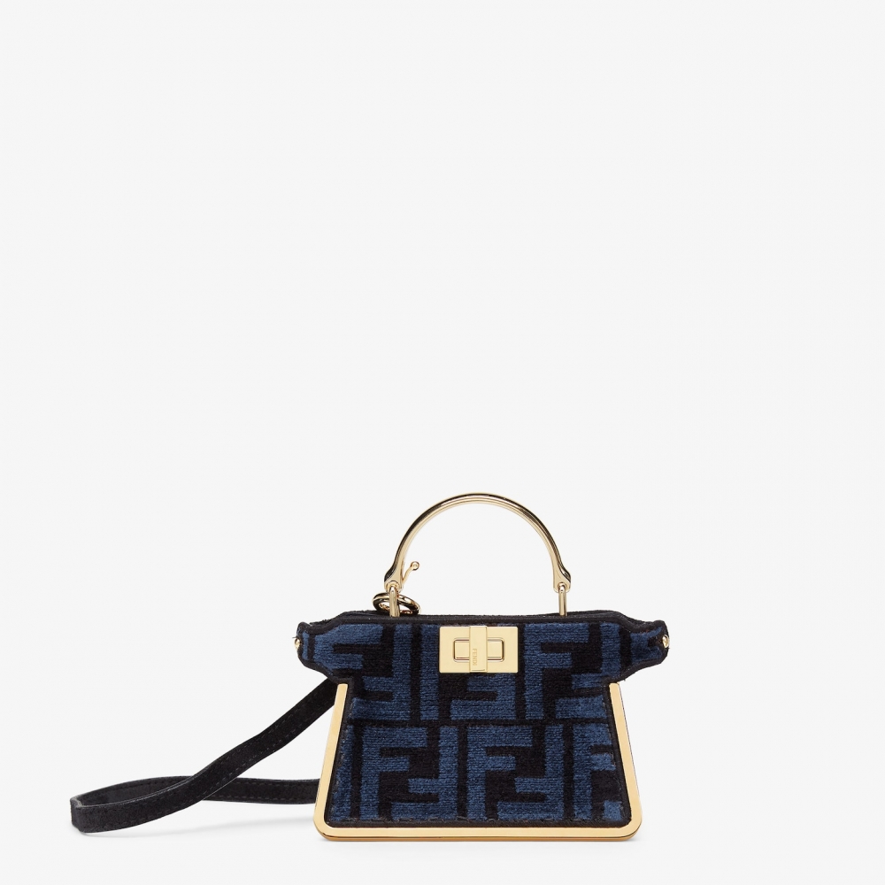 FENDI Nano Peekaboo Maxi Handle-黑色FF提花。