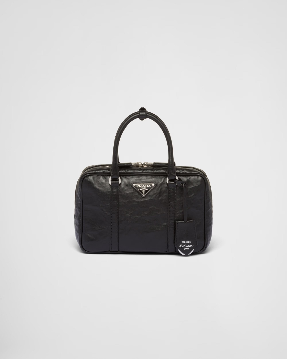 Medium Antique Nappa Leather Top Handle Bag-Black