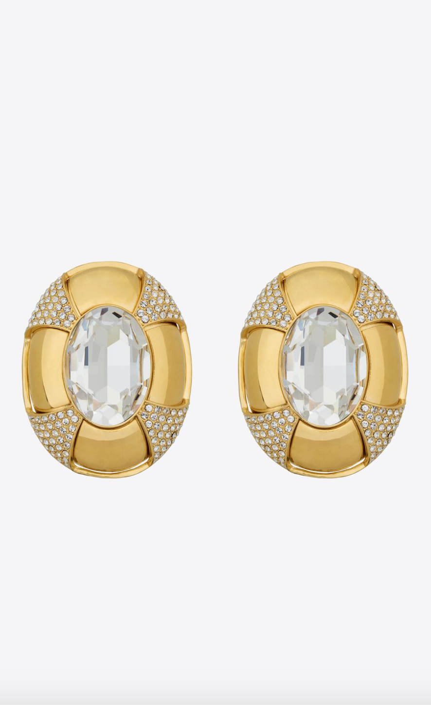 金色的Saharienne Earrings in Metal and Rhinestones。
