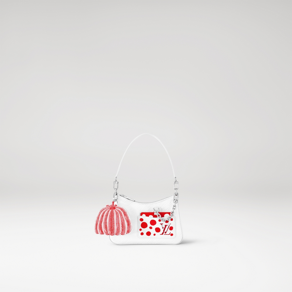 Louis Vuitton x Yayoi Kusama Marellini in white Epi leather with Infinity Dots Print。