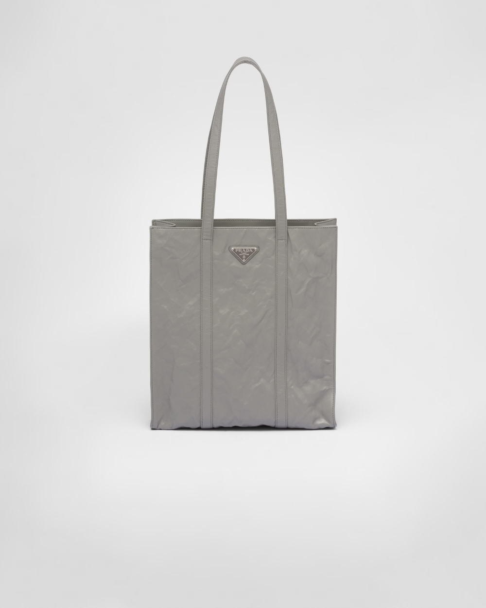 Small Antique Nappa Leather Tote-Slate Gray