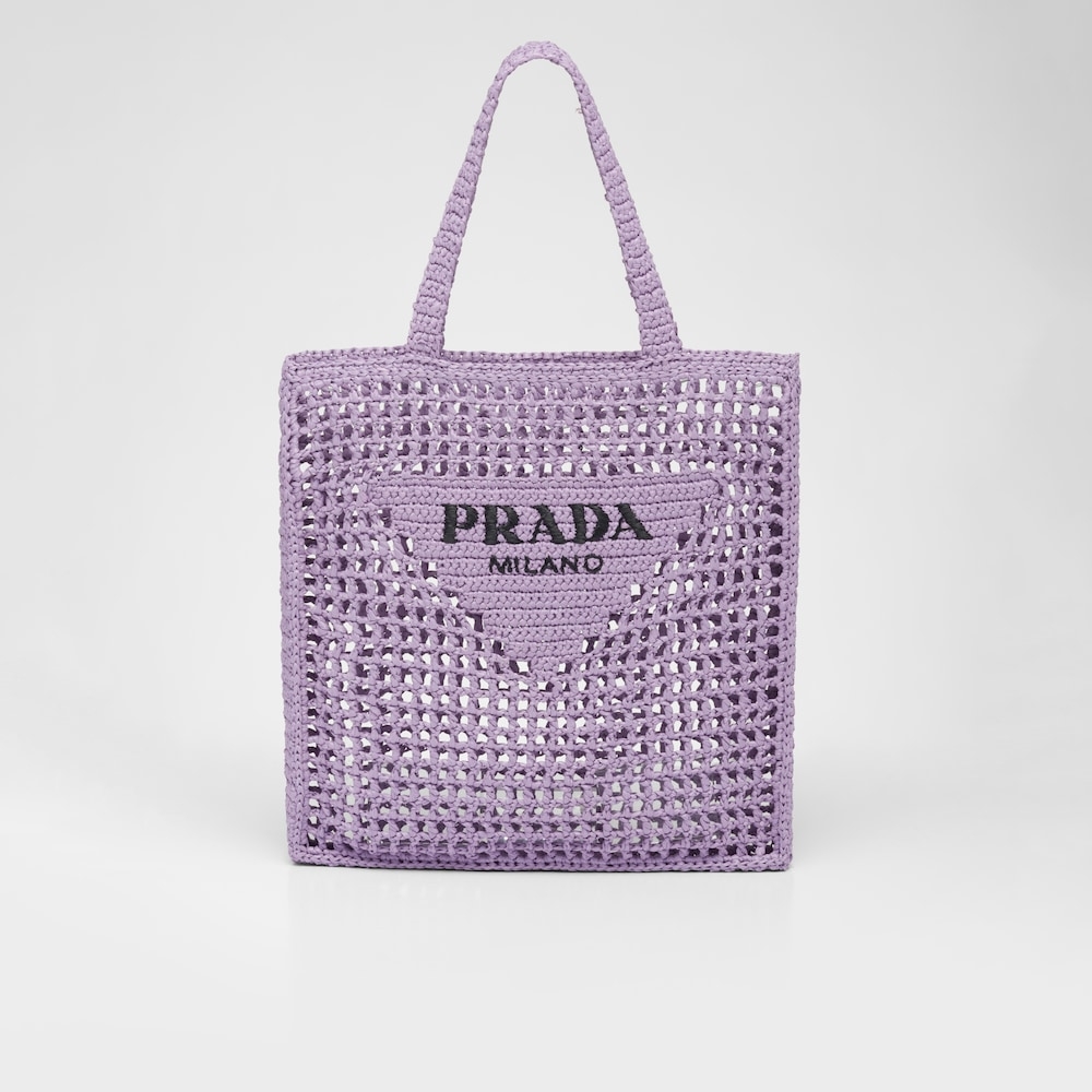 Prada拉菲草手提袋紫色