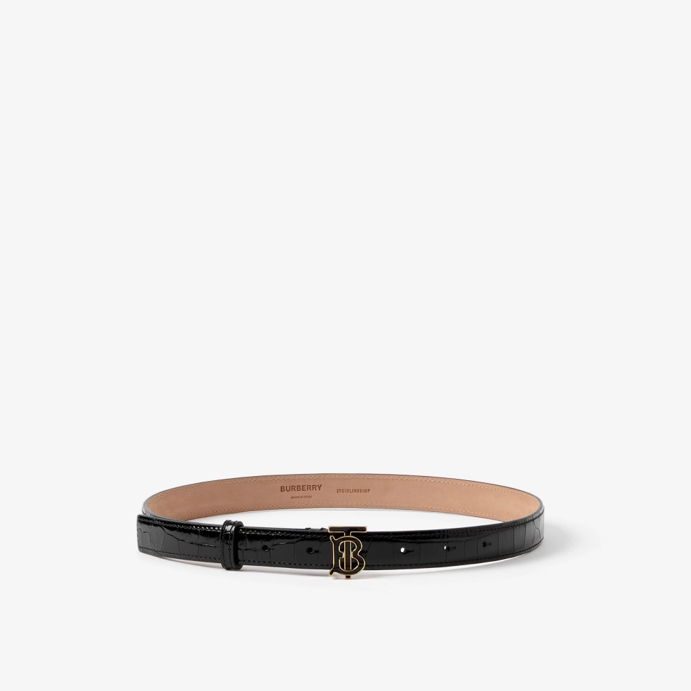 Burberry Embossed Leather TB Belt