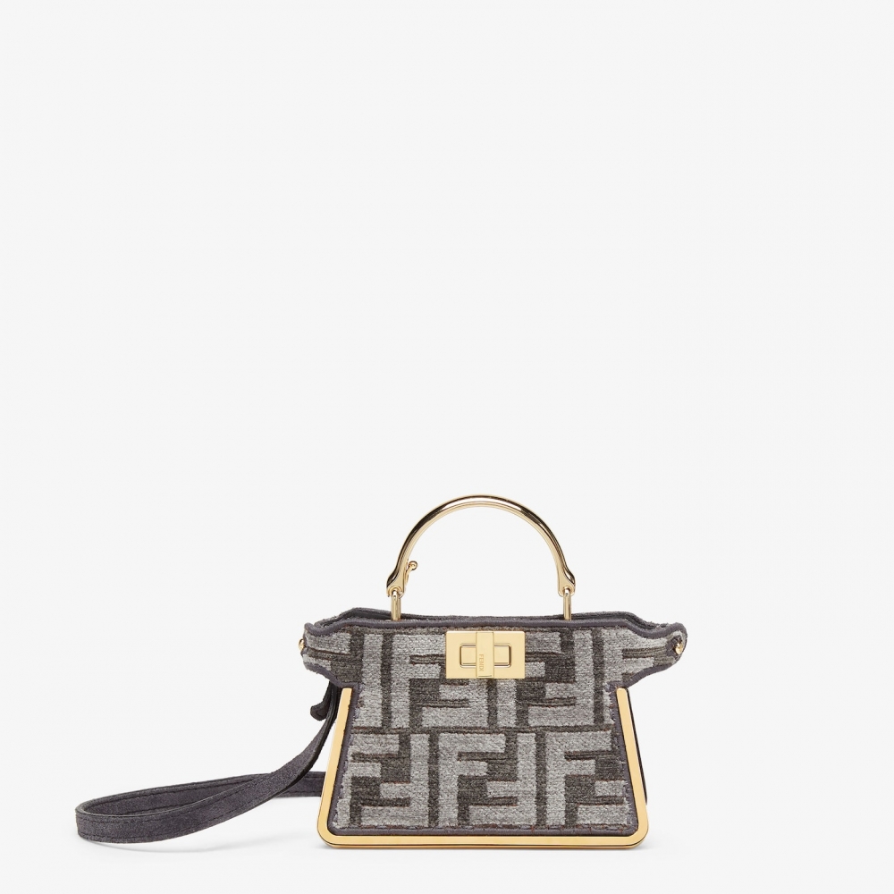 FENDI Nano Peekaboo Maxi Handle-深灰色FF提花。