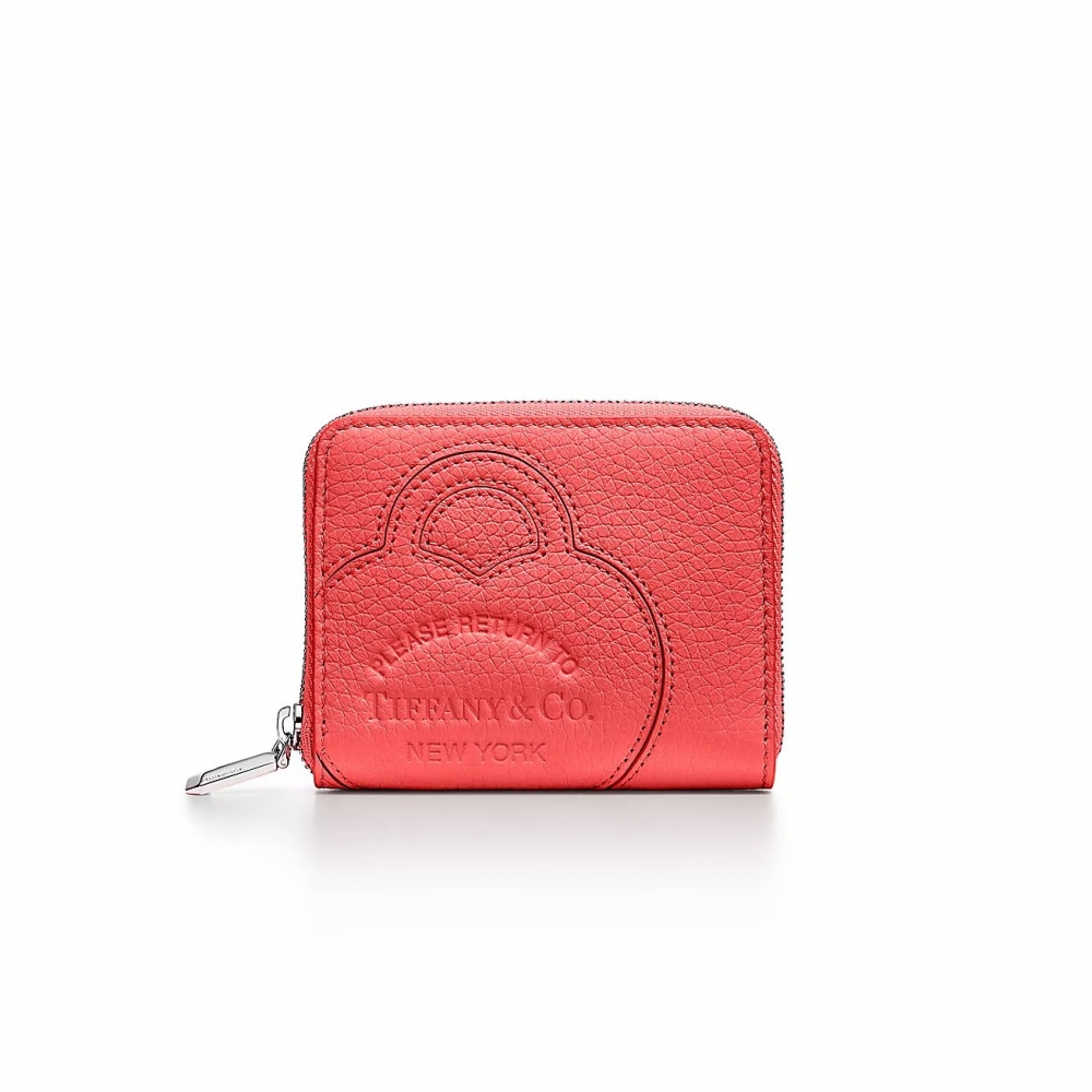木槿紅色的Return to Tiffany® Small Zip Wallet。