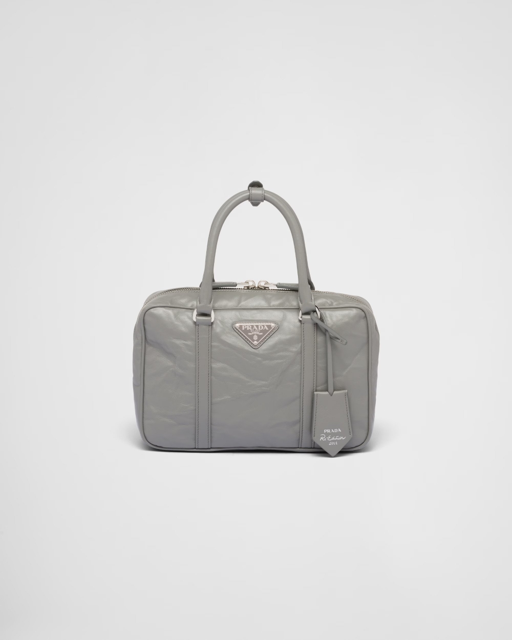 Medium Antique Nappa Leather Top Handle Bag-Slate Gray