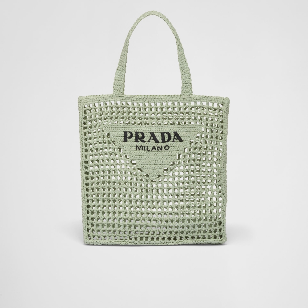 Prada拉菲草手提袋水綠色