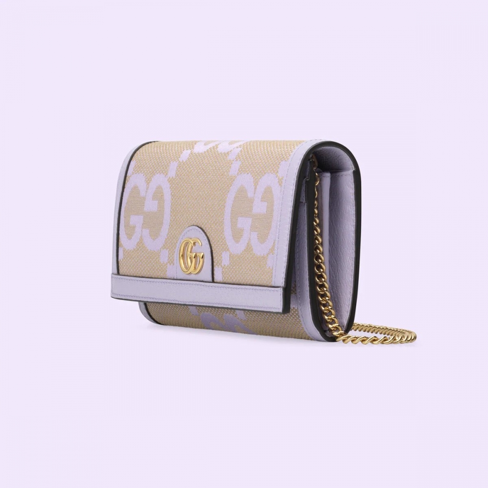 配有鏈條揹帶的長型銀包。