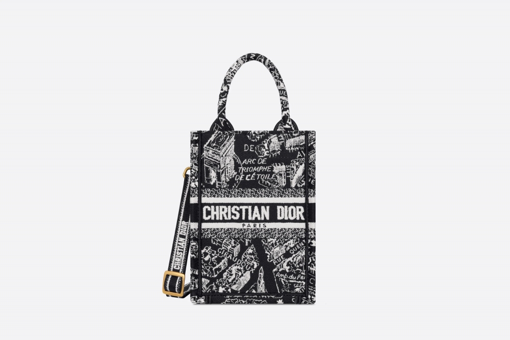 黑色配色的Mini Dior Book Tote Phone Bag。