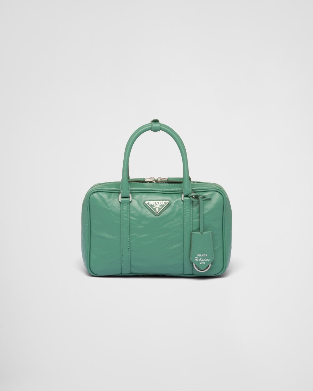 Medium Antique Nappa Leather Top Handle Bag-Sage Green