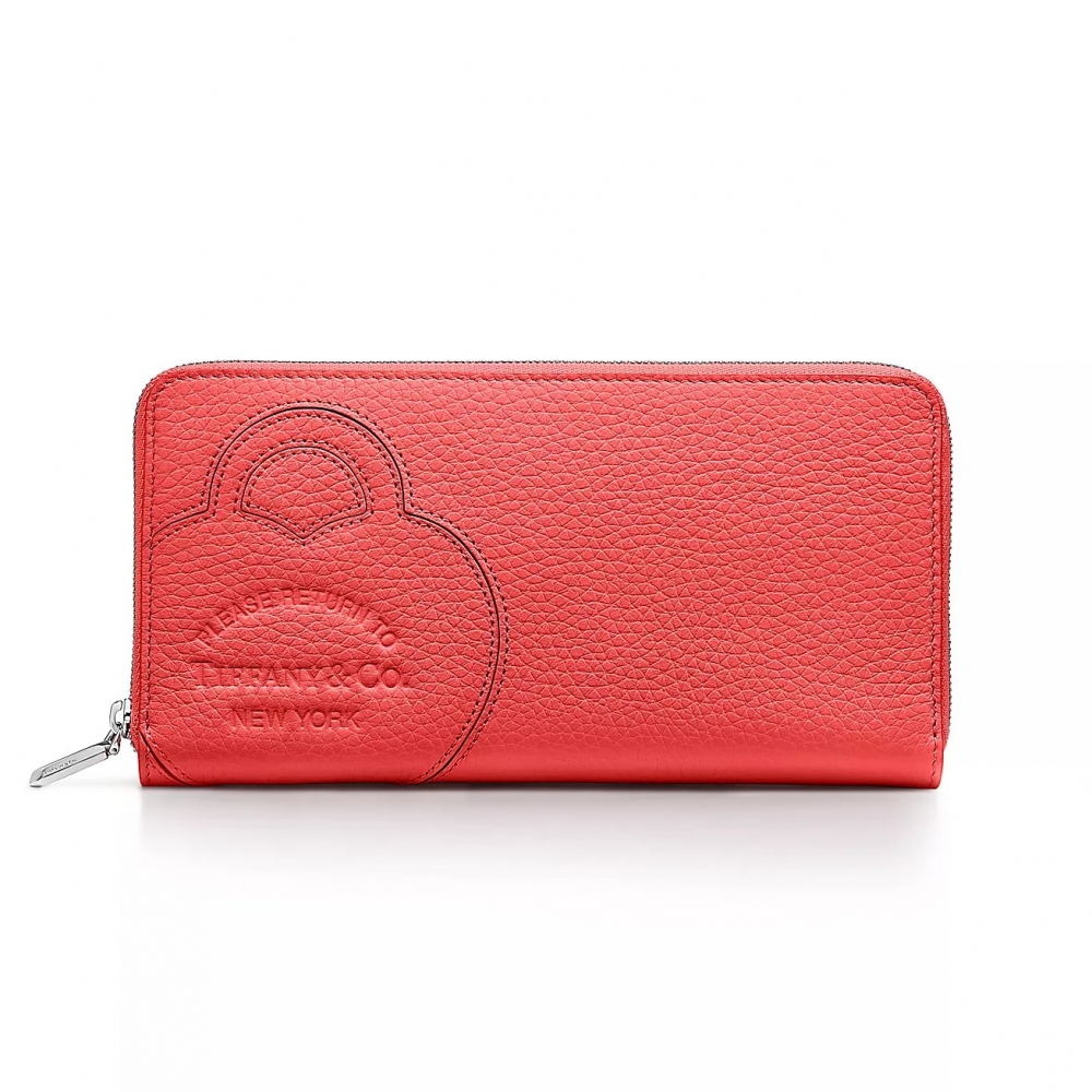 木槿紅色的Return to Tiffany® Large Zip Wallet。