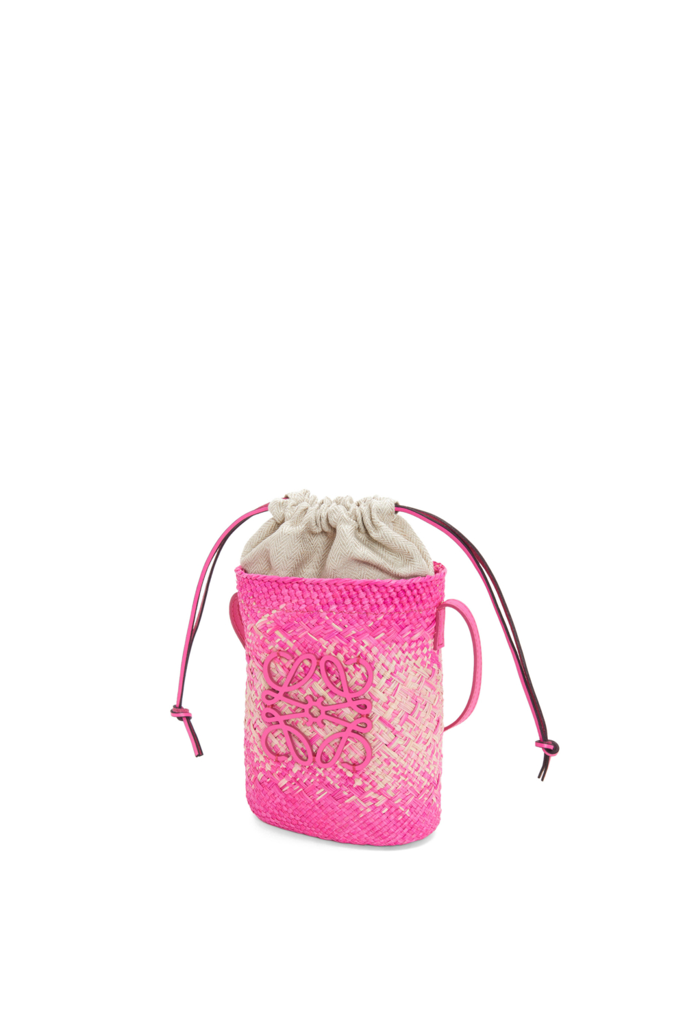 LOEWE iraca棕櫚和小牛皮方形口袋薄紫紅色