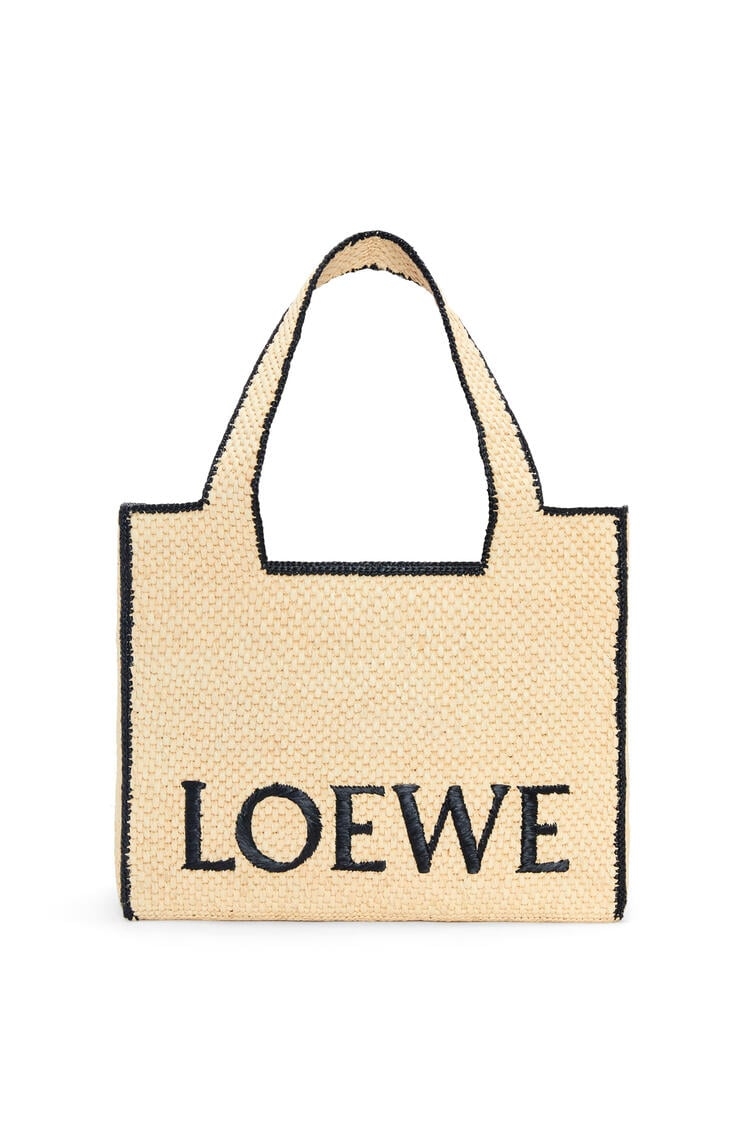 小號 LOEWE 拉菲草字體托特包自然色