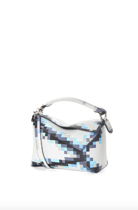 Small Pixelated Puzzle Edge Bag in Satin Calfskin