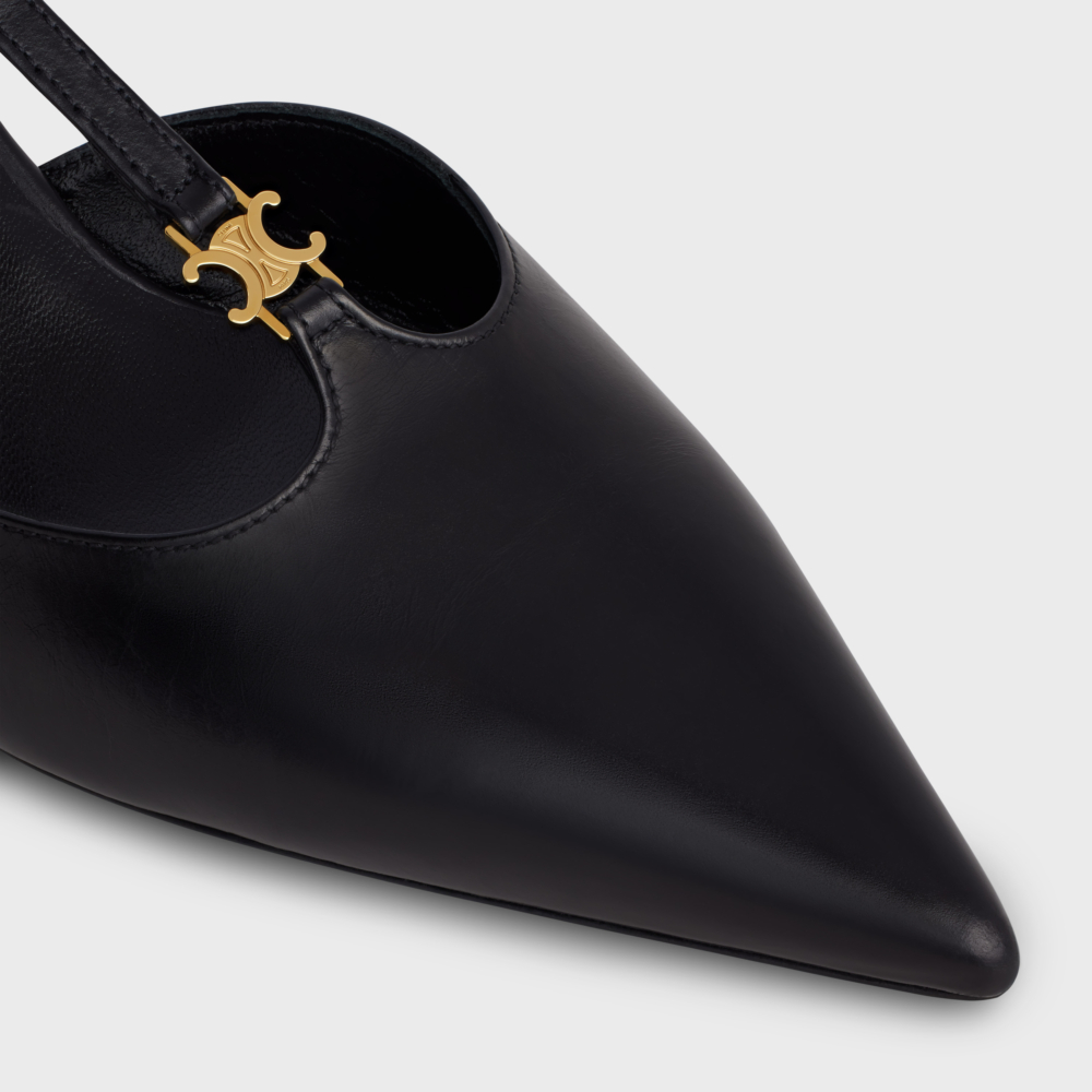 尖鞋頭T型搭帶披以CELINE標誌的「金色飾品面TRIOMPHE」