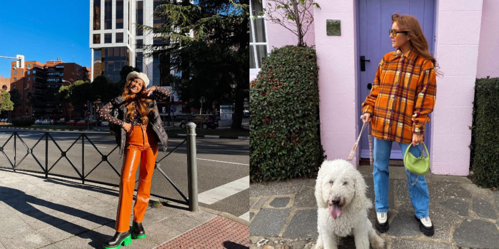 身上的彩色手袋、鞋款也起到了畫龍點睛的作用