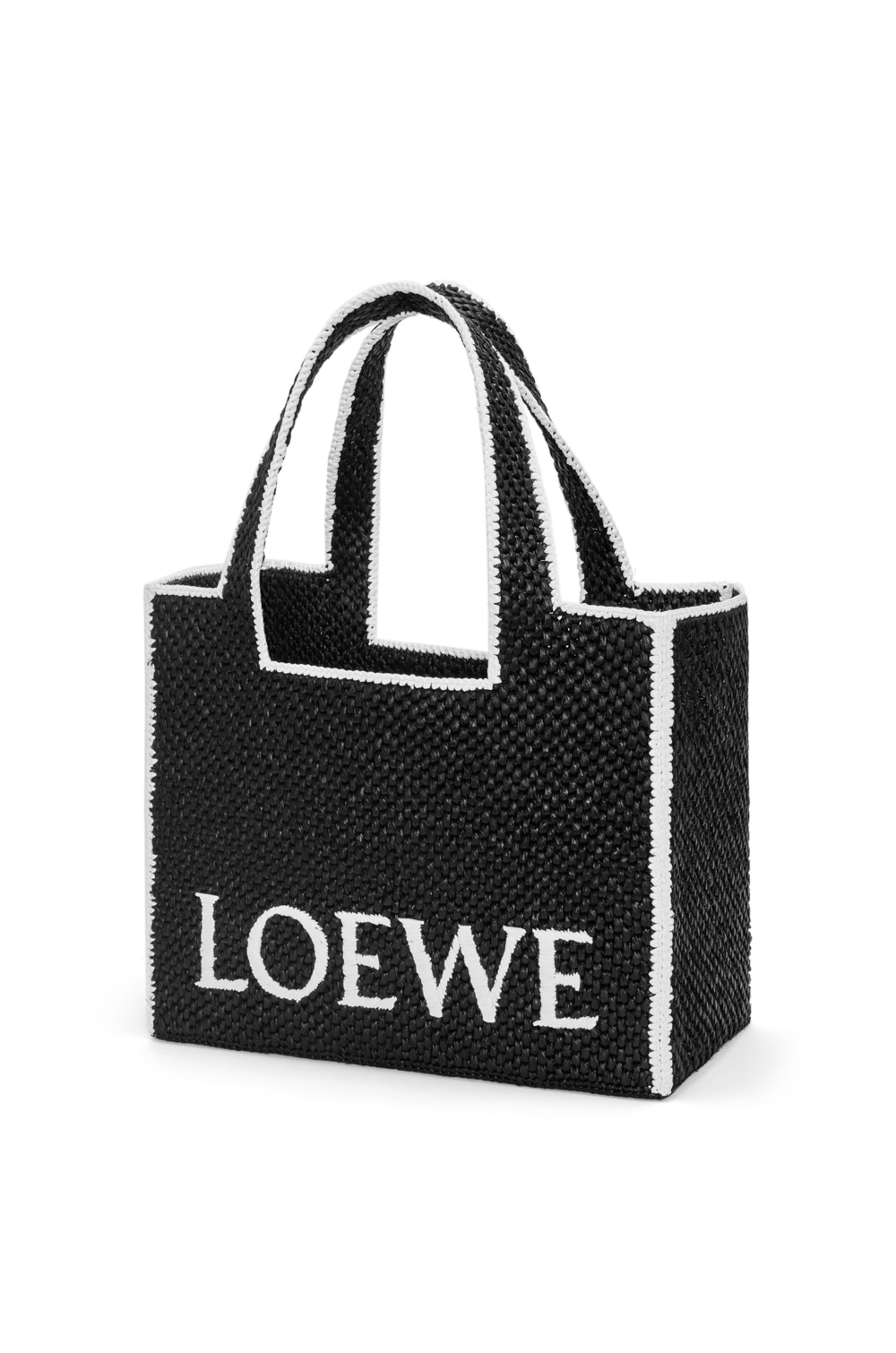小號 LOEWE 拉菲草字體托特包黑色