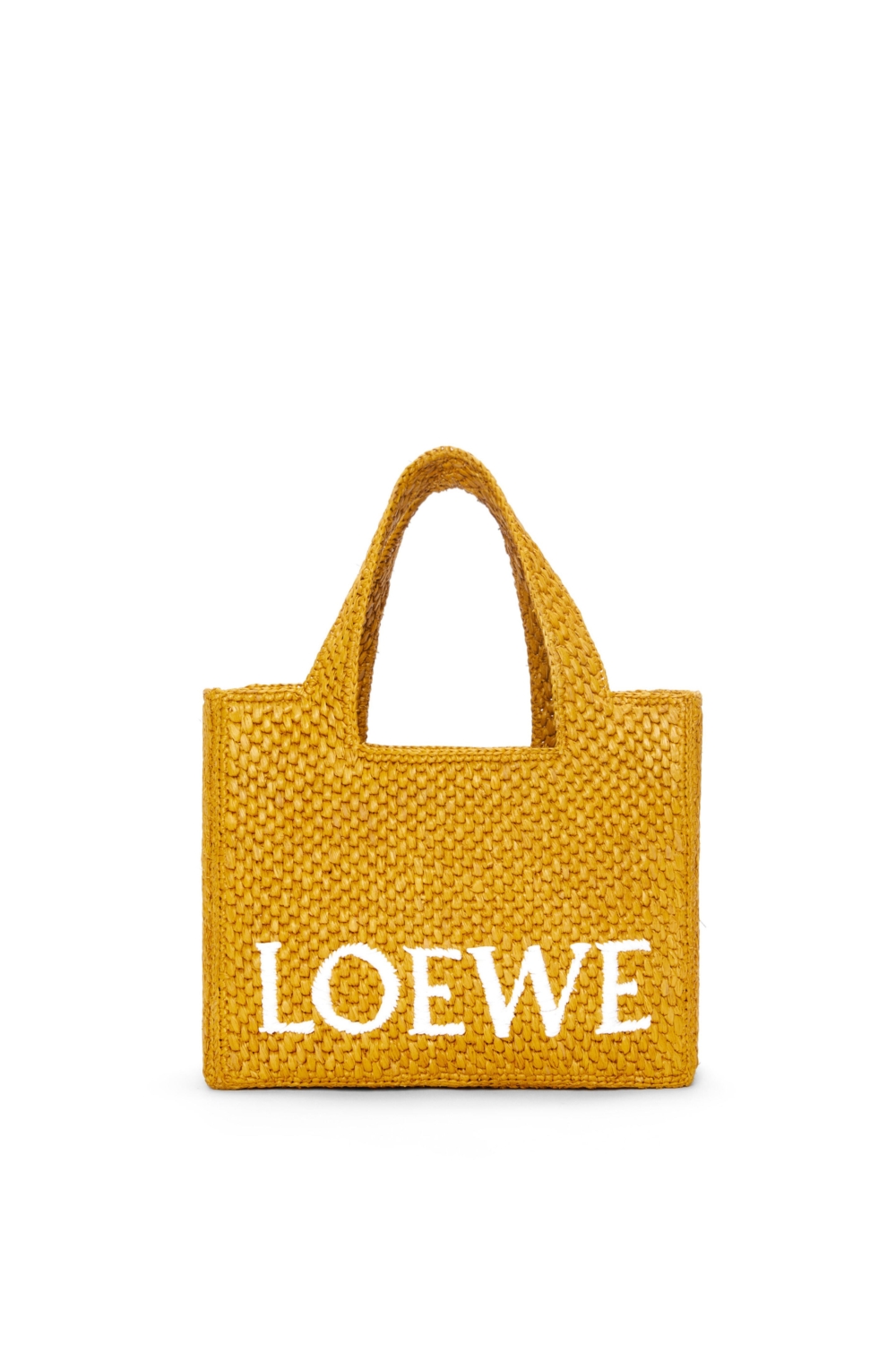 小號 LOEWE 拉菲草字體托特包赭石色