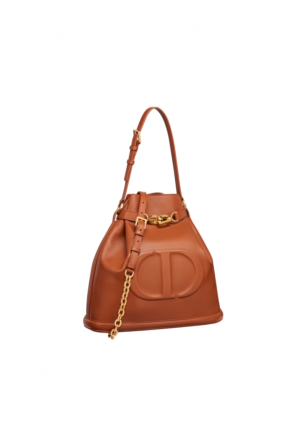 C’EST DIOR摩卡棕小牛皮中型水桶包。