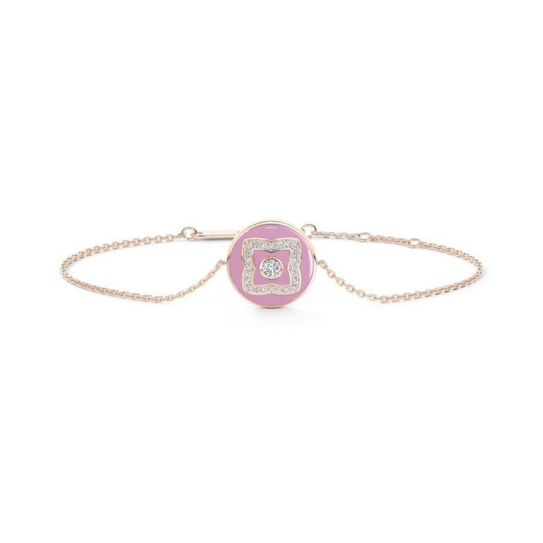Enchanted Lotus Bracelet in Rose Gold and Pink Enamel。