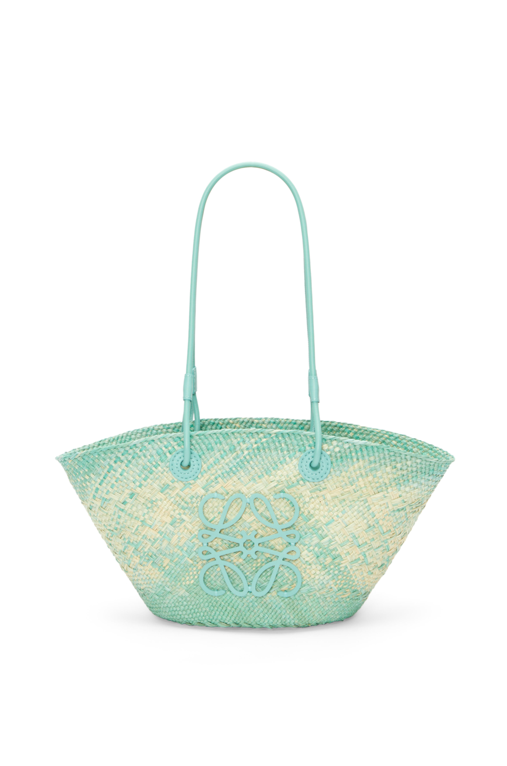 小號 Anagram 伊拉卡棕櫚和小牛皮籃子包清新薄荷色