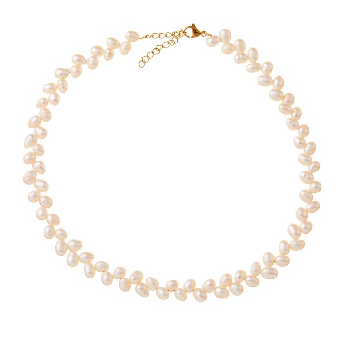 唯美的NINA-Pearl Chocker Necklace-Gold。
