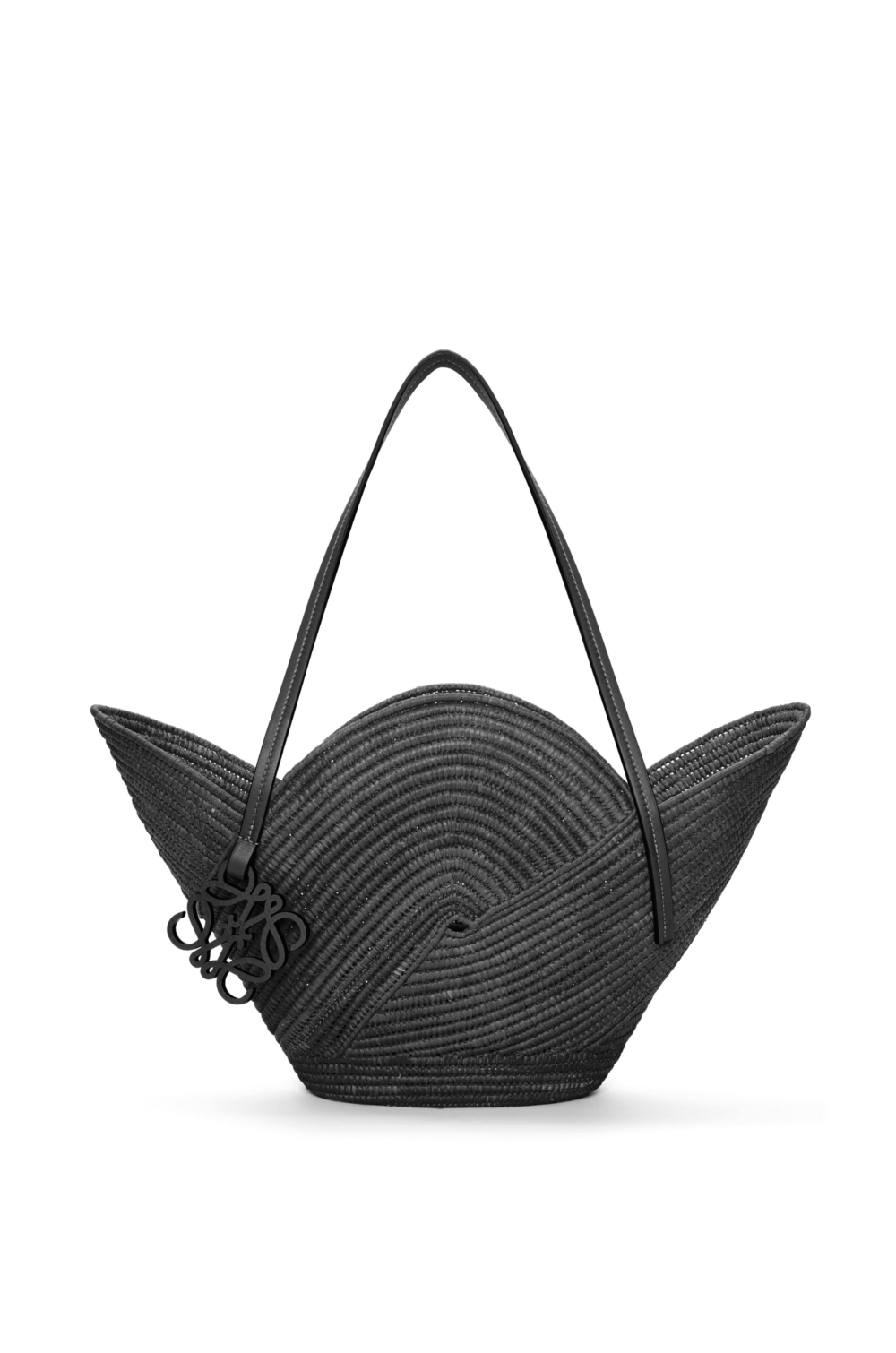 LOEWE拉菲草Petal basket bag黑色
