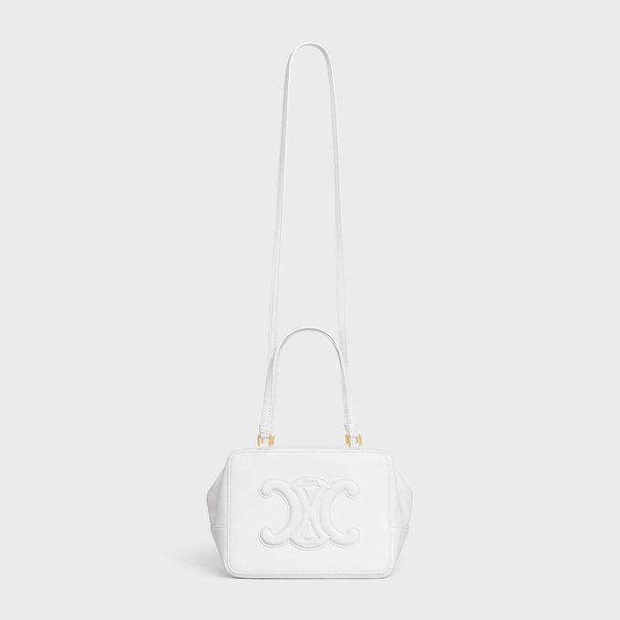 CELINE光滑小牛皮折疊立方體手袋北極白