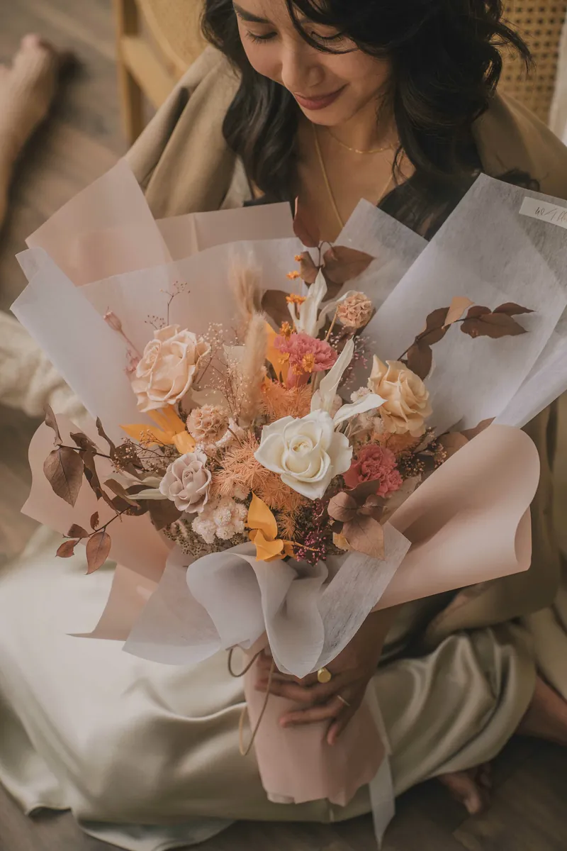 低語系列永生花-七朵花束。