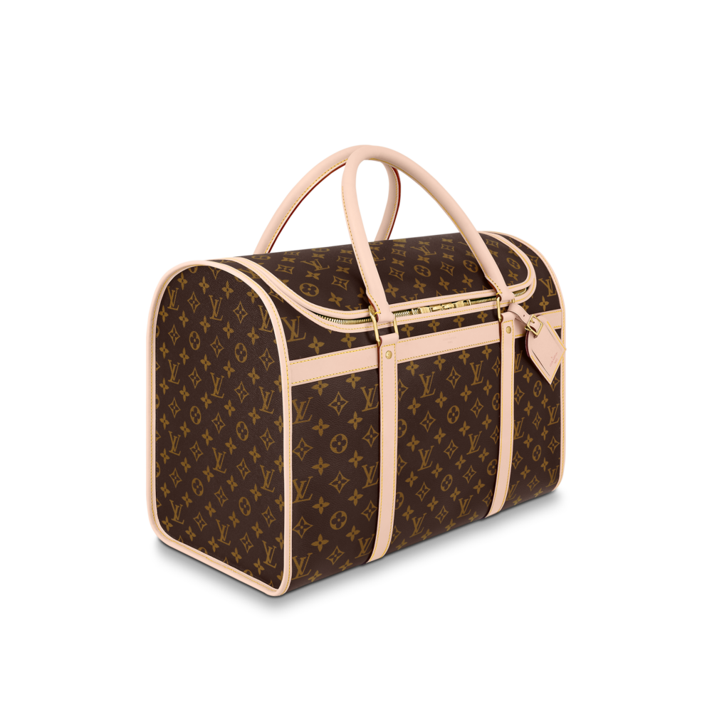 採用Monogram塗層帆布以天然牛皮飾邊