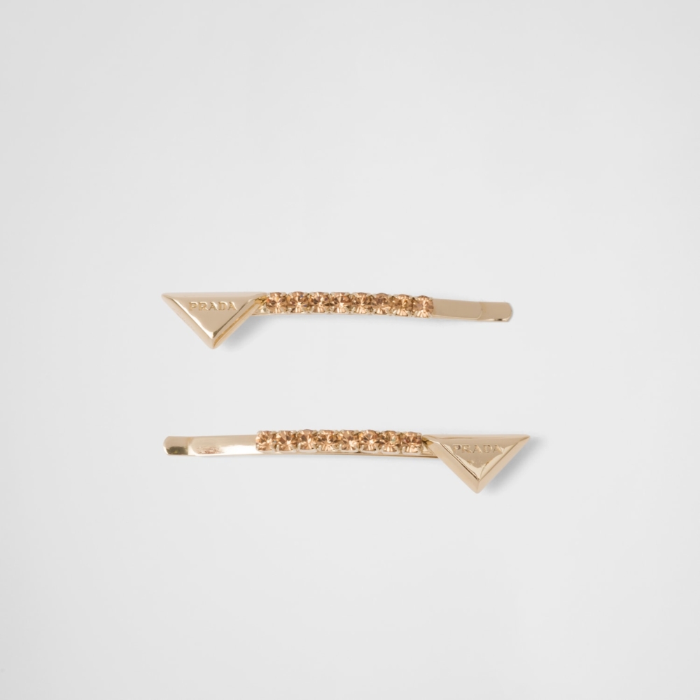 Prada綴飾黃銅髮夾