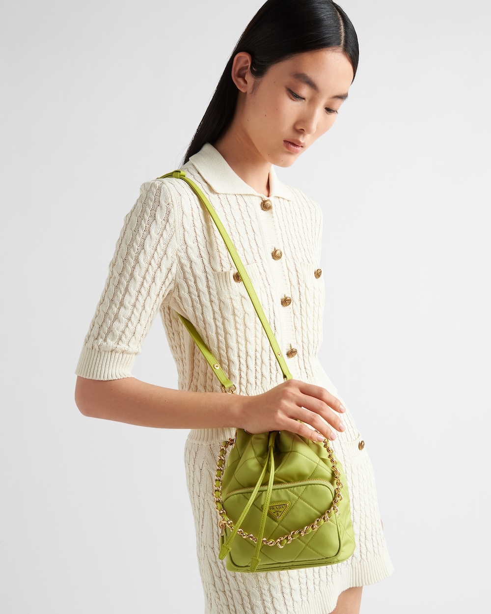 Re-nylon 再生尼龍單肩包酸橙綠