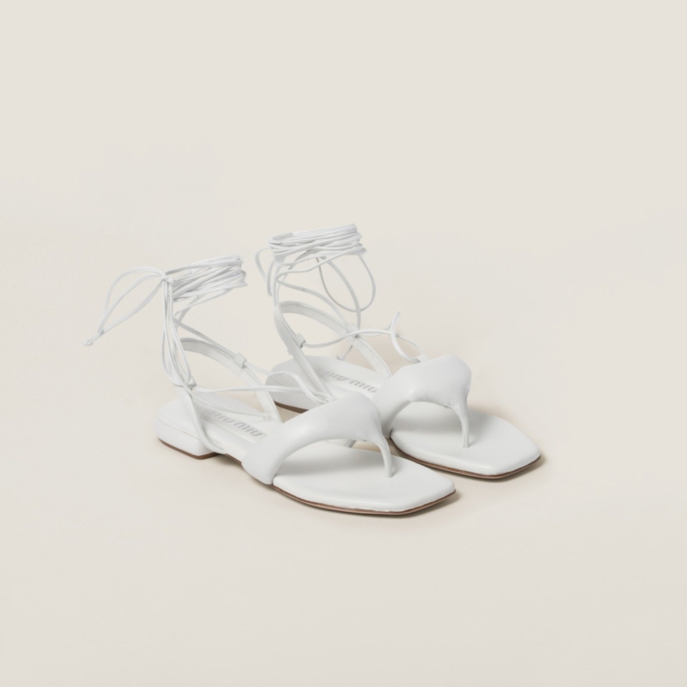 Padded Leather Thong Sandals。