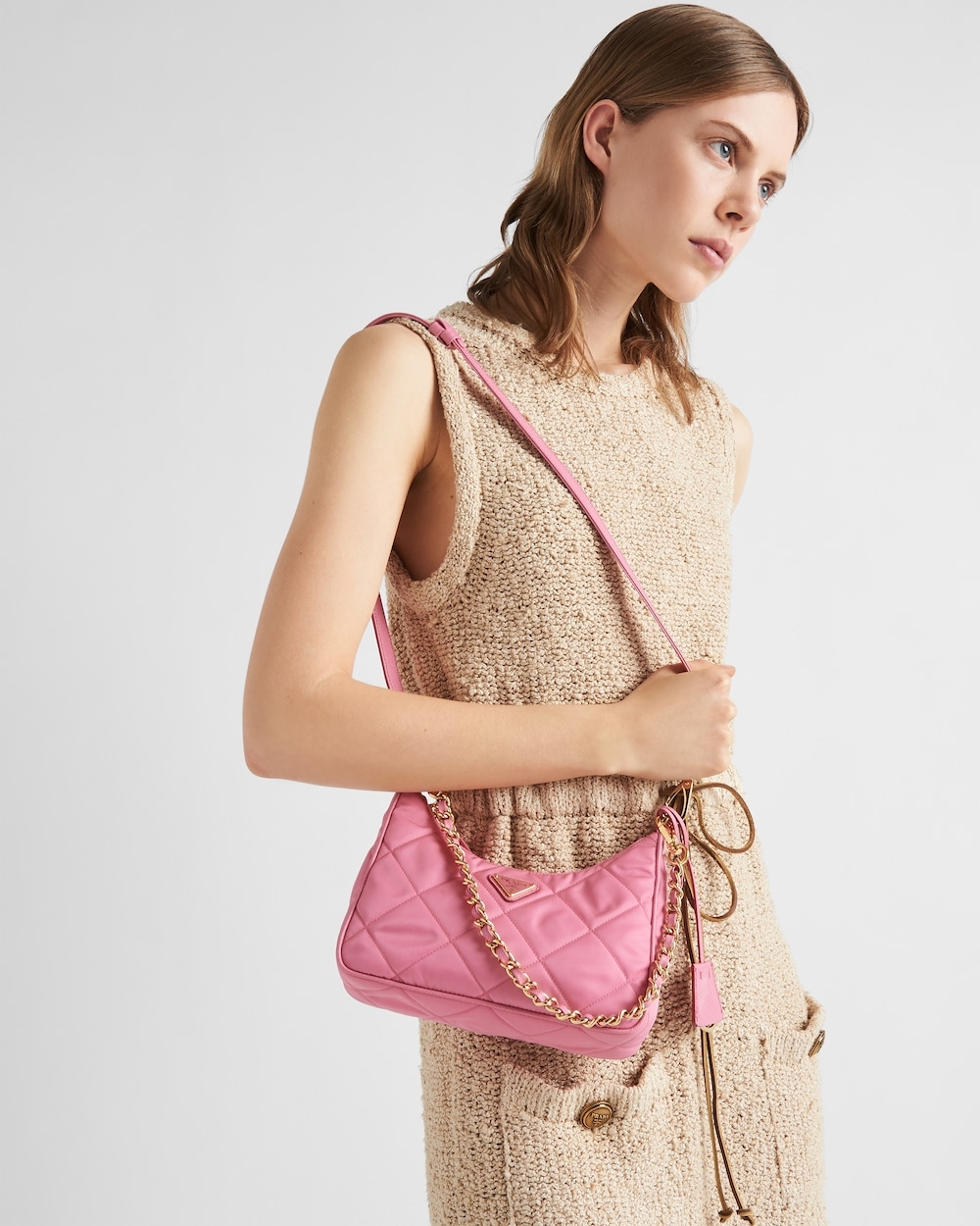 Re-Nylon再生尼龍迷你手袋秋海棠粉色