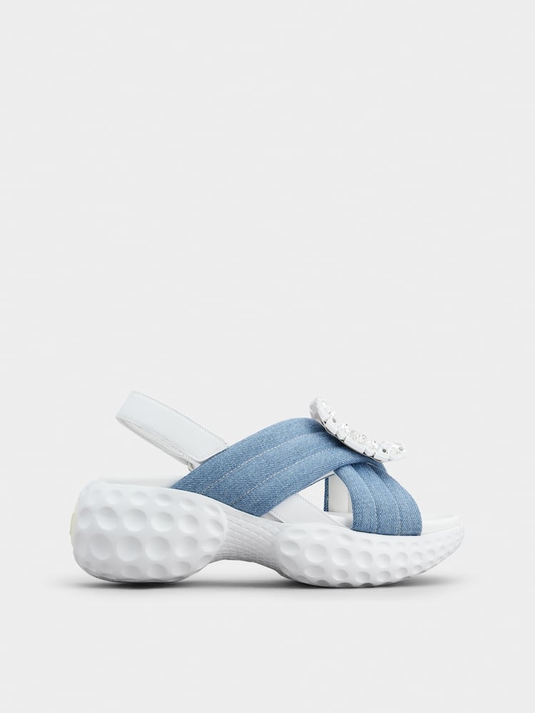 Roger Vivier Viv' Run Light Strass 搭扣牛仔涼鞋