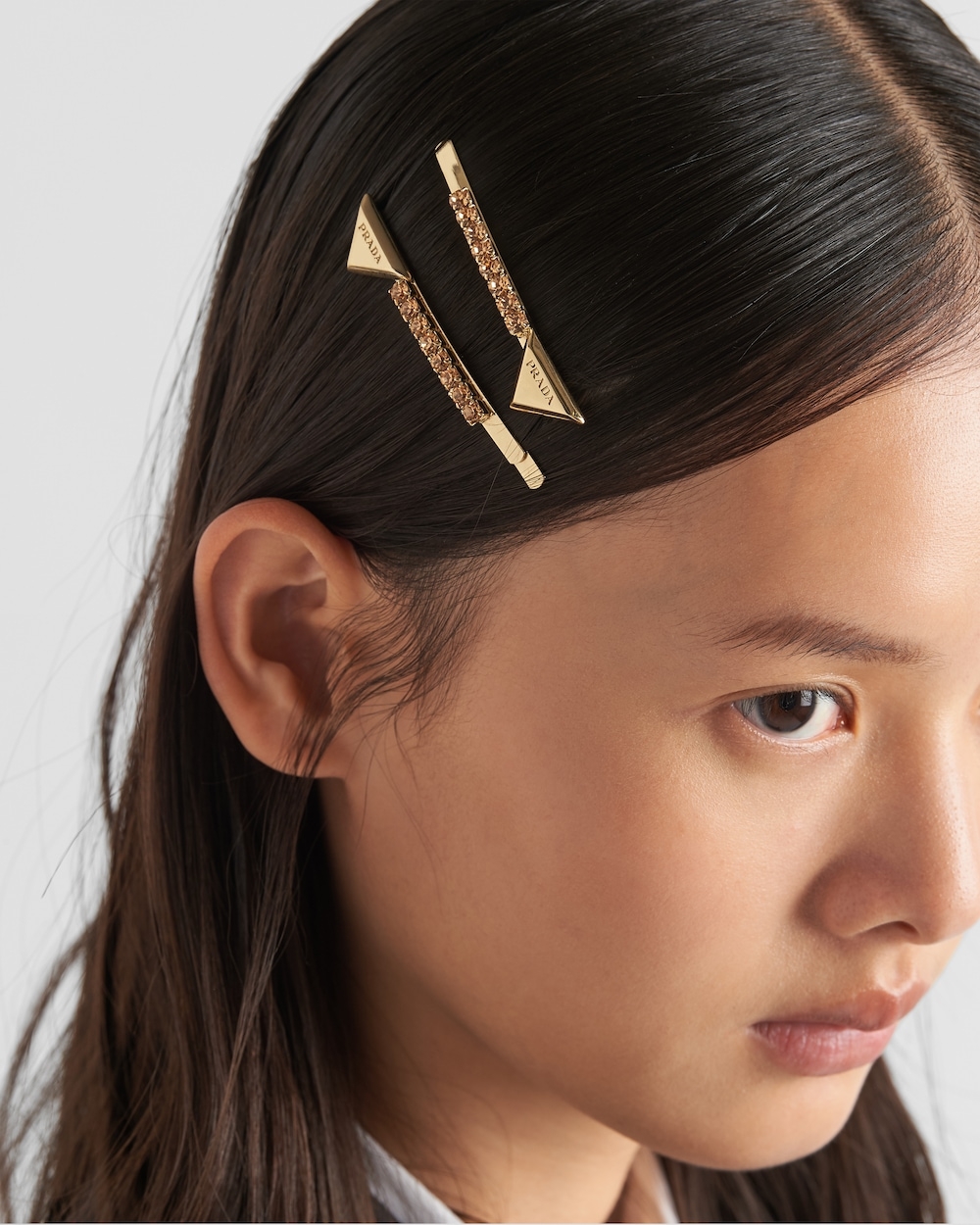 Prada綴飾黃銅髮夾