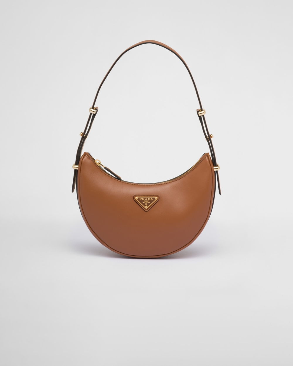 Prada皮革掛肩袋棕色