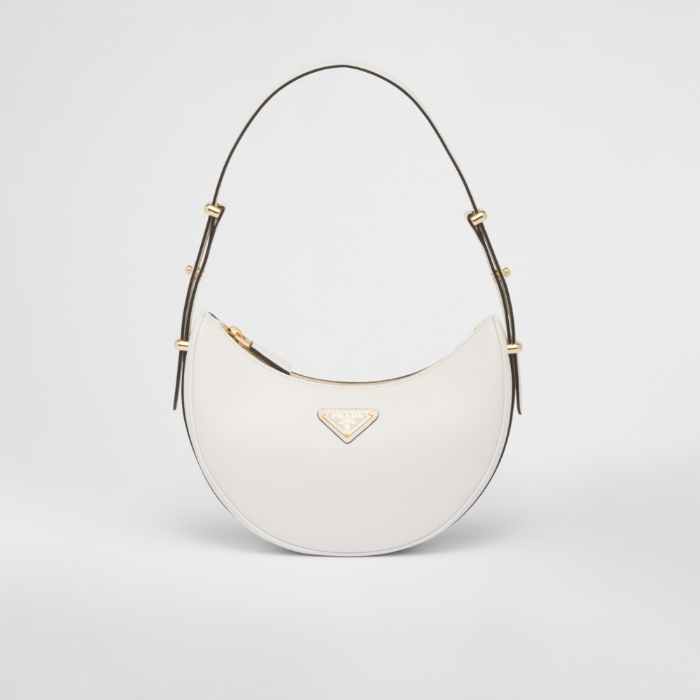 Prada皮革掛肩袋白色