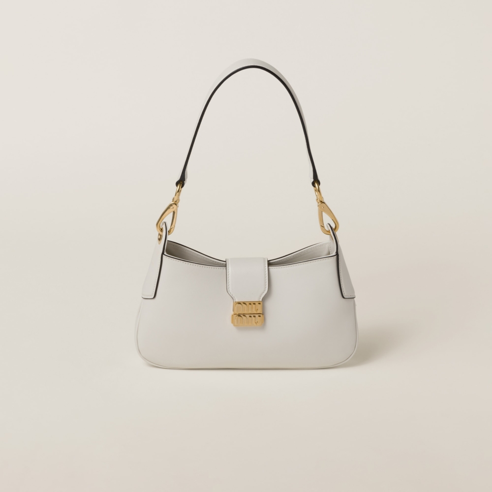 Miu Miu皮革半月形手袋白色