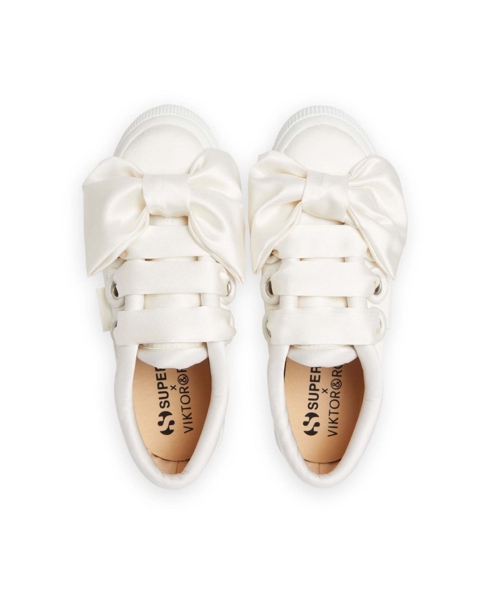 Satin Bow Low Cut -White。