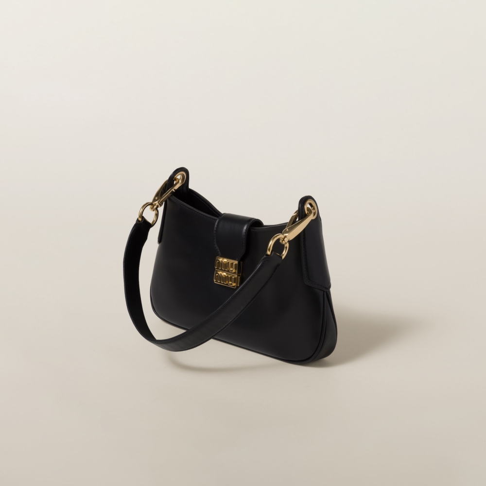 Miu Miu皮革半月形手袋黑色