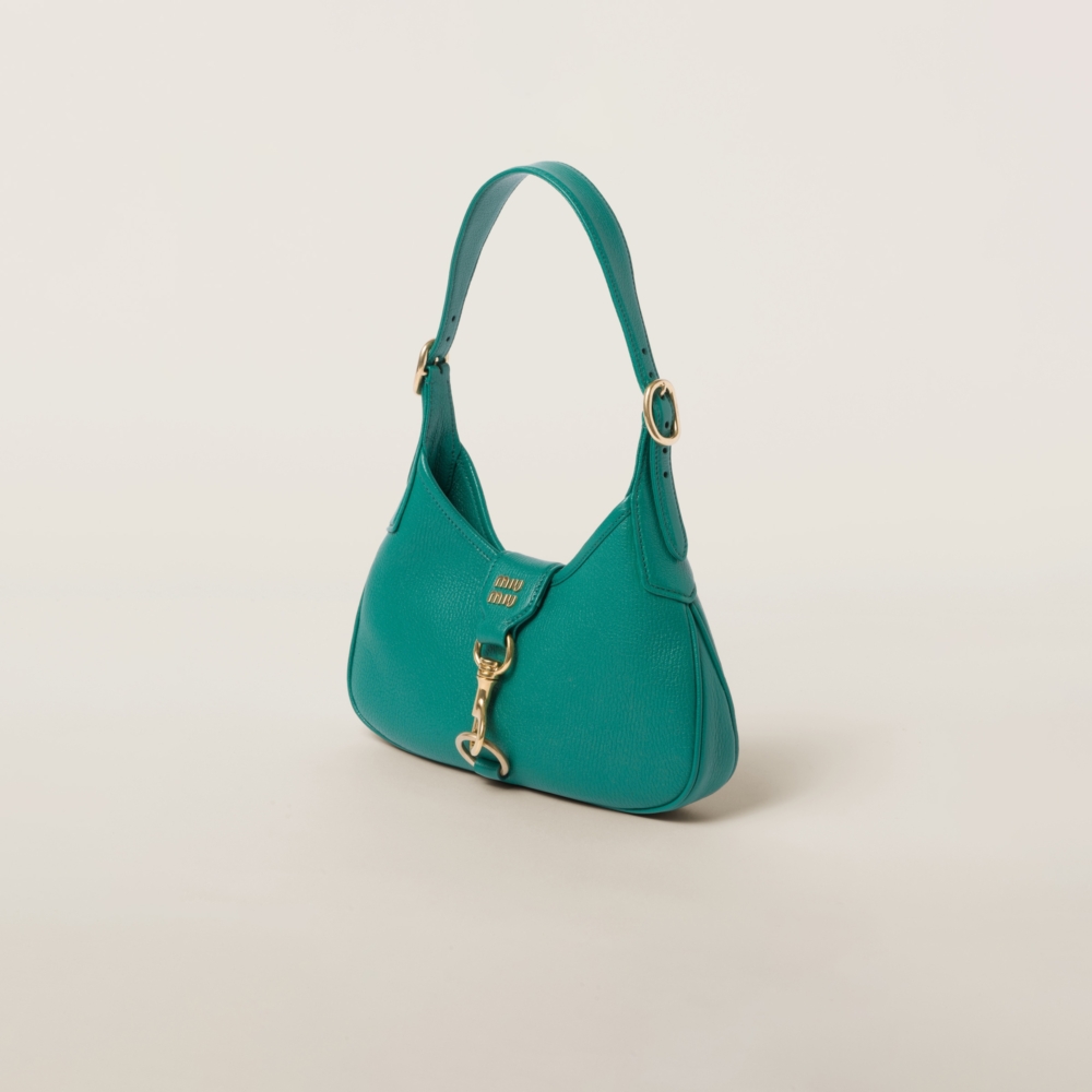 Miu Miu Madras皮革半月形手袋苦艾酒綠