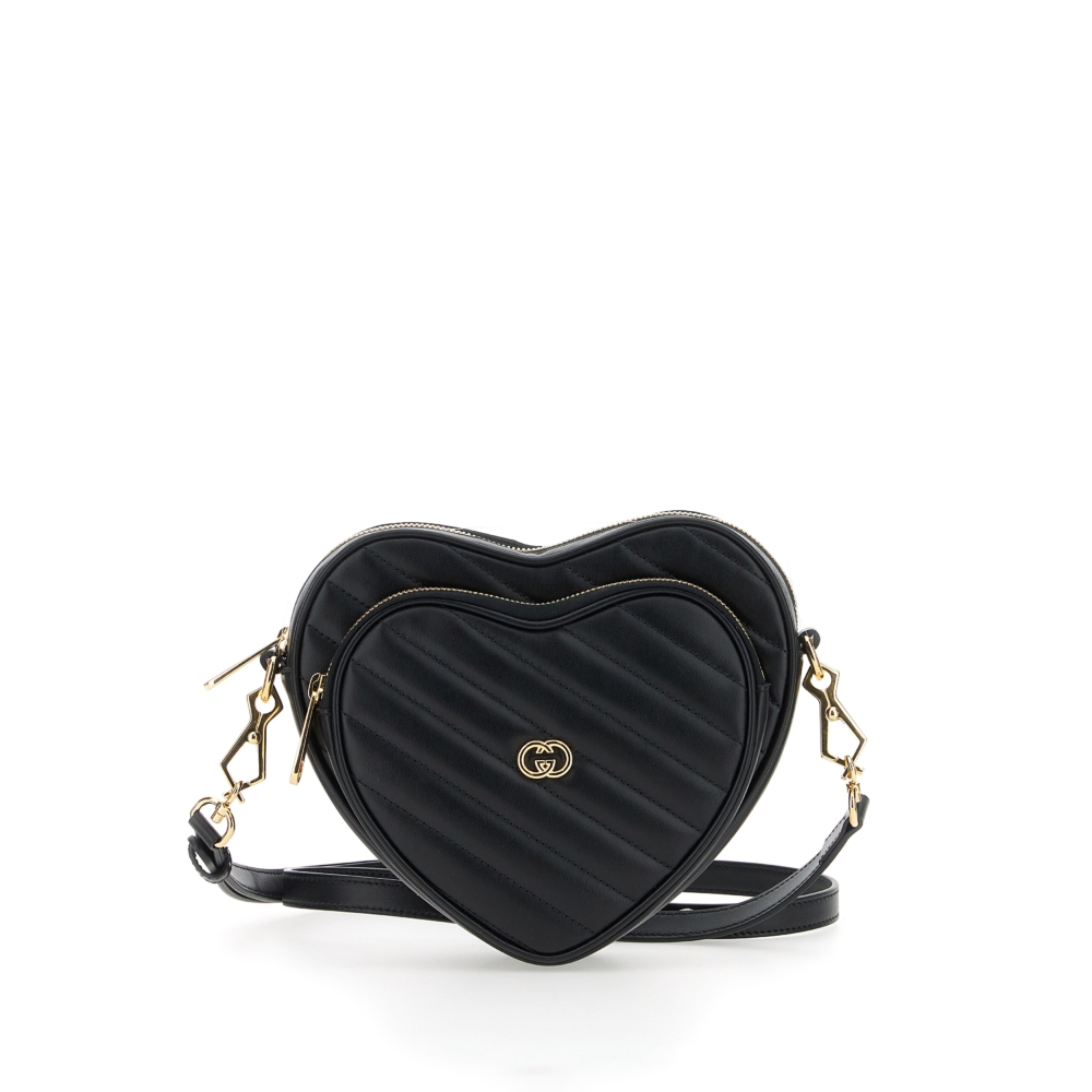 Interlocking G Mini Heart Shoulder Bag。