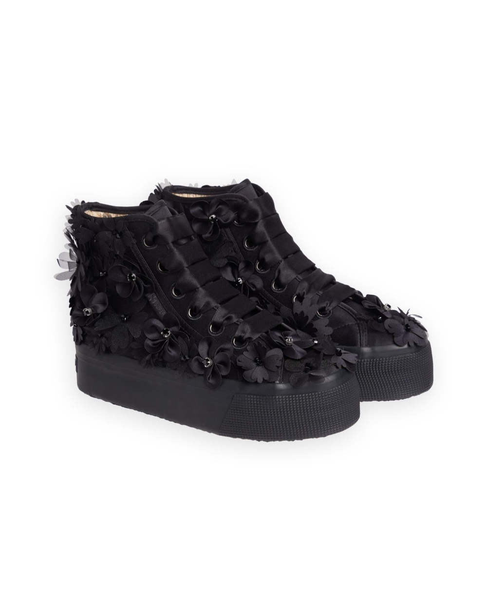 Hi Top Flowers - Black。