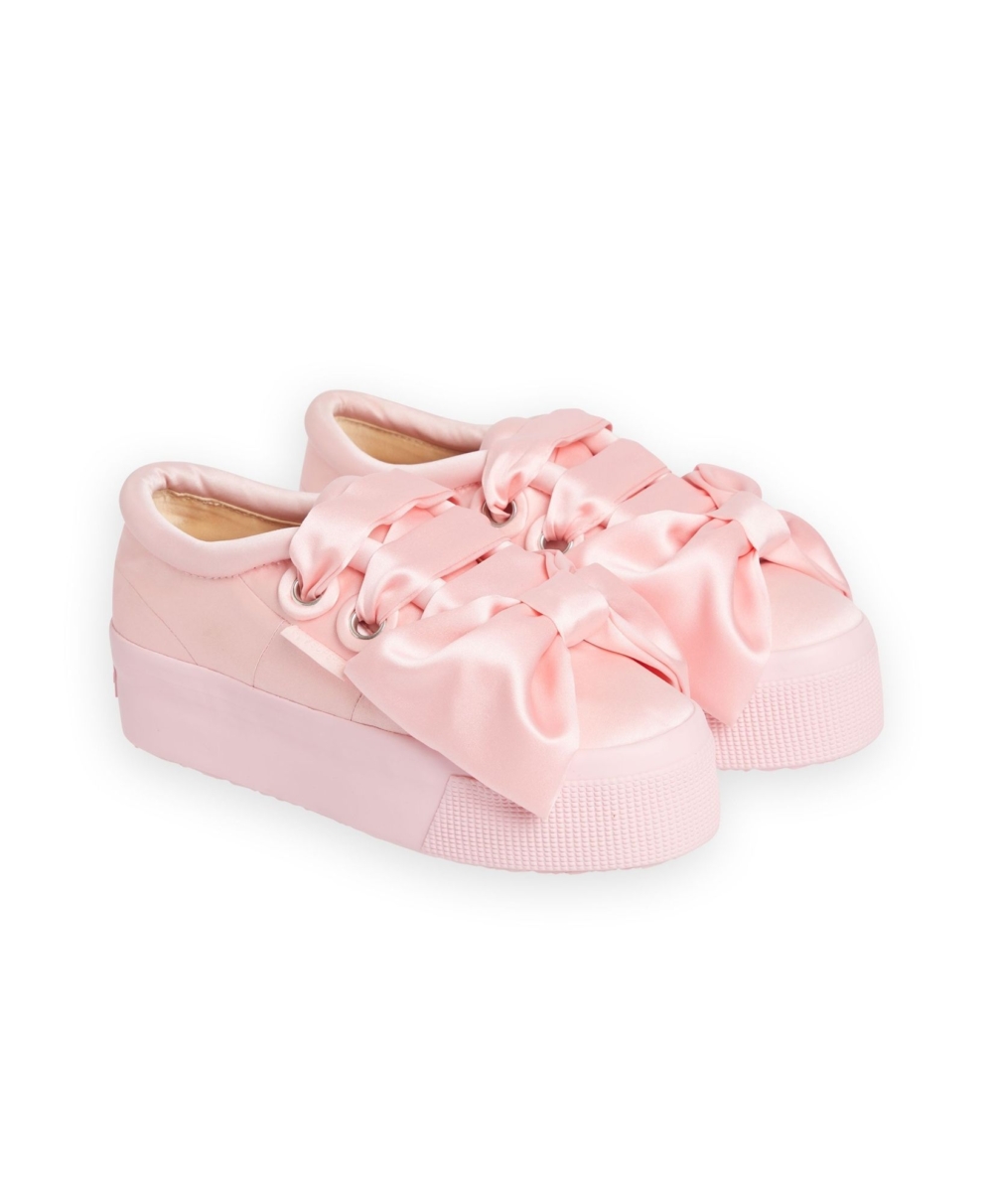 Satin Bow Low Cut - Pink。
