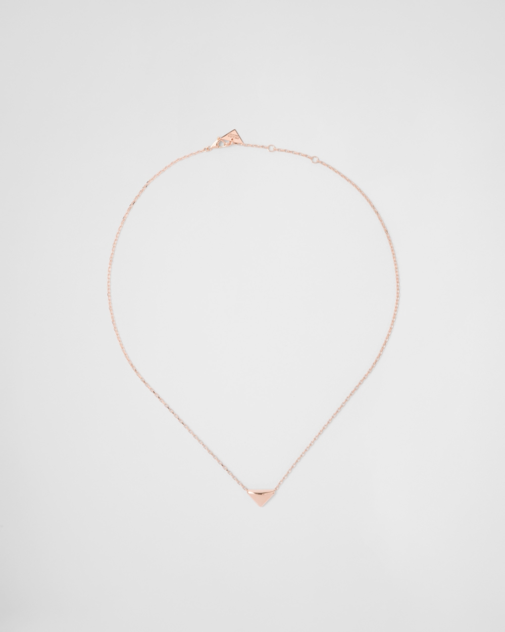 Prada Eternal Gold 18K玫瑰金迷你三角形吊墜項鏈