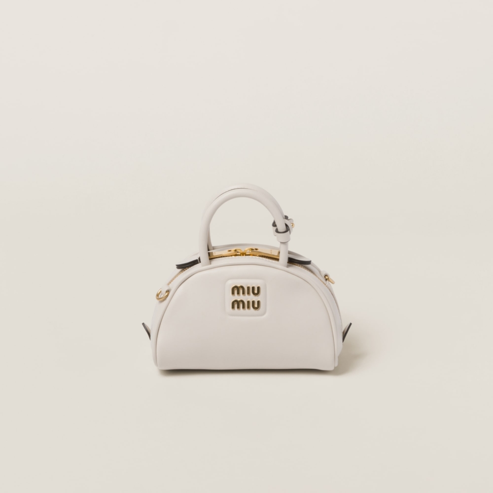 2023秋冬Miu Miu 新手袋:Miu Miu皮革手挽袋Leather top-handle bag白色