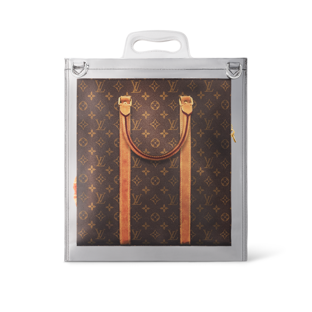 Louis Vuitton Freezer Sac Plat在銀色Monogram塗層帆布袋身上印有極為逼真的經典手袋Sac Plat圖像